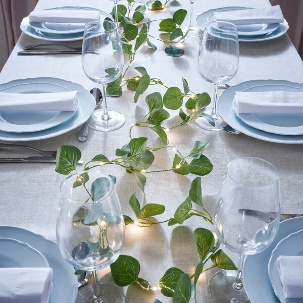 IKEA STRÅLA LED Garland battery-operated Eucalyptus Artificial 118⅛